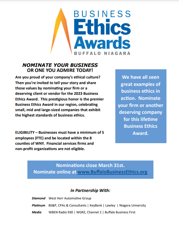 Business Ethics Awards flyer